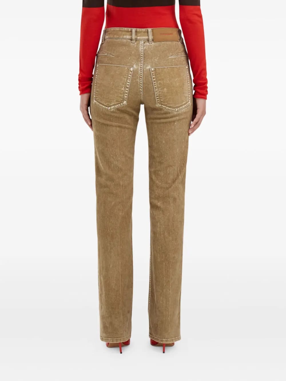 flocked five-pocket trousers