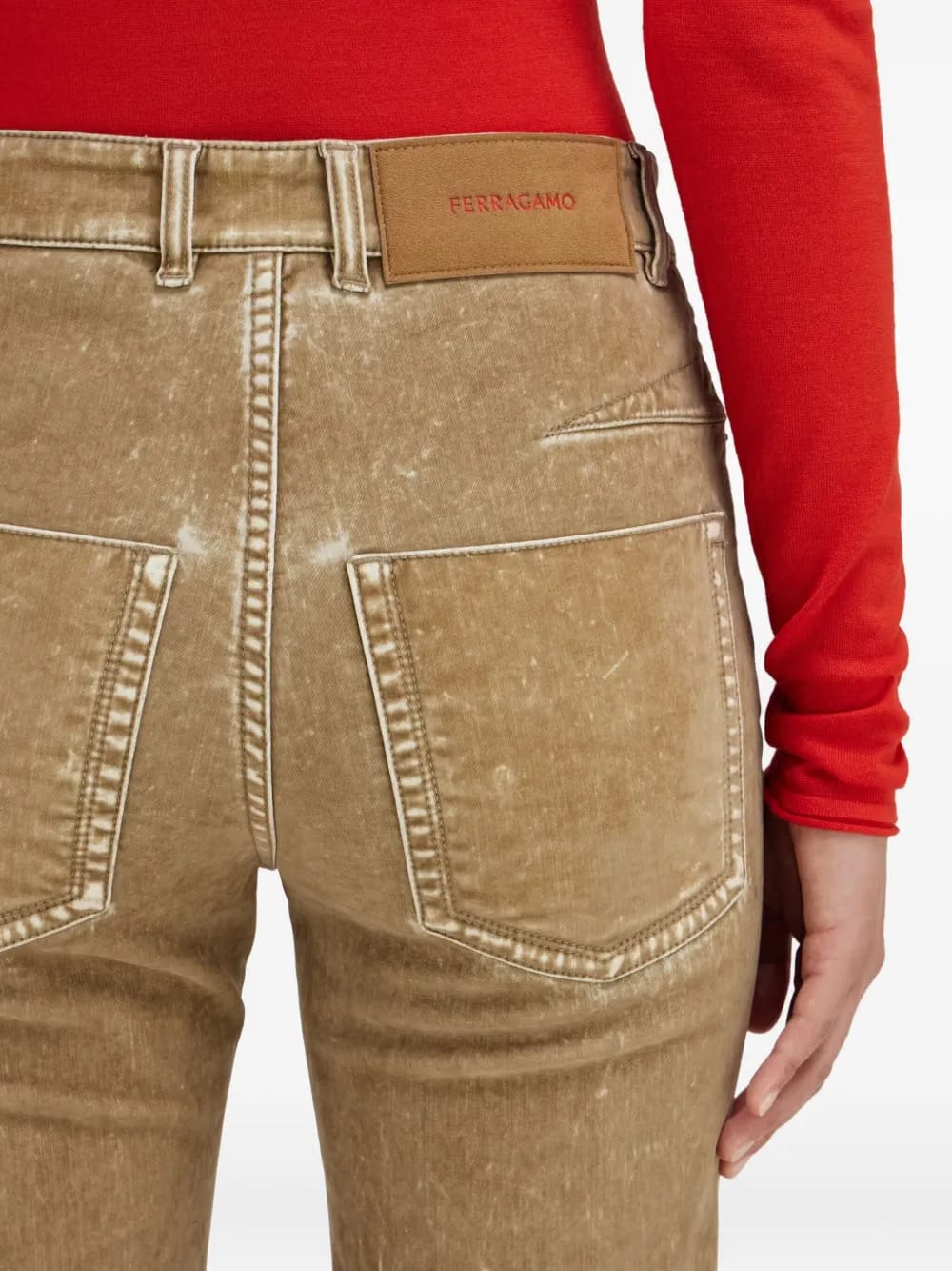 flocked five-pocket trousers
