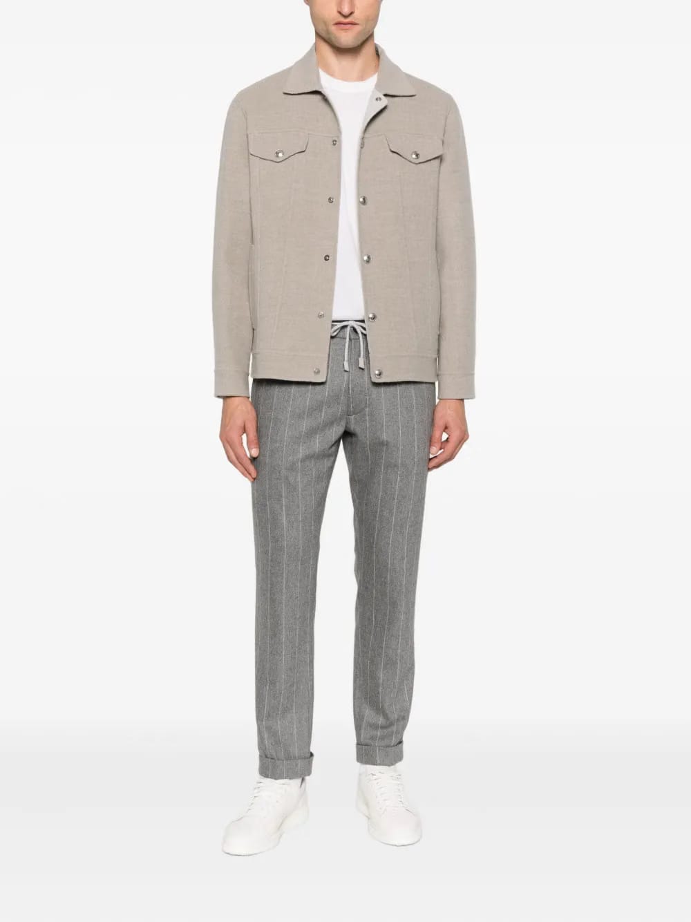 pinstripe drawstring trousers