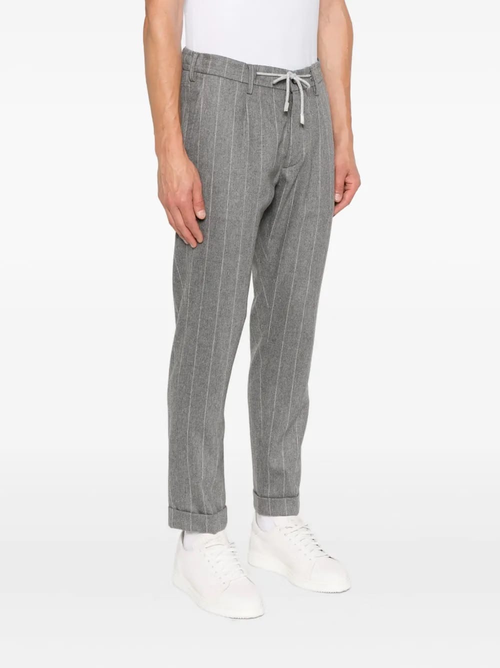 pinstripe drawstring trousers