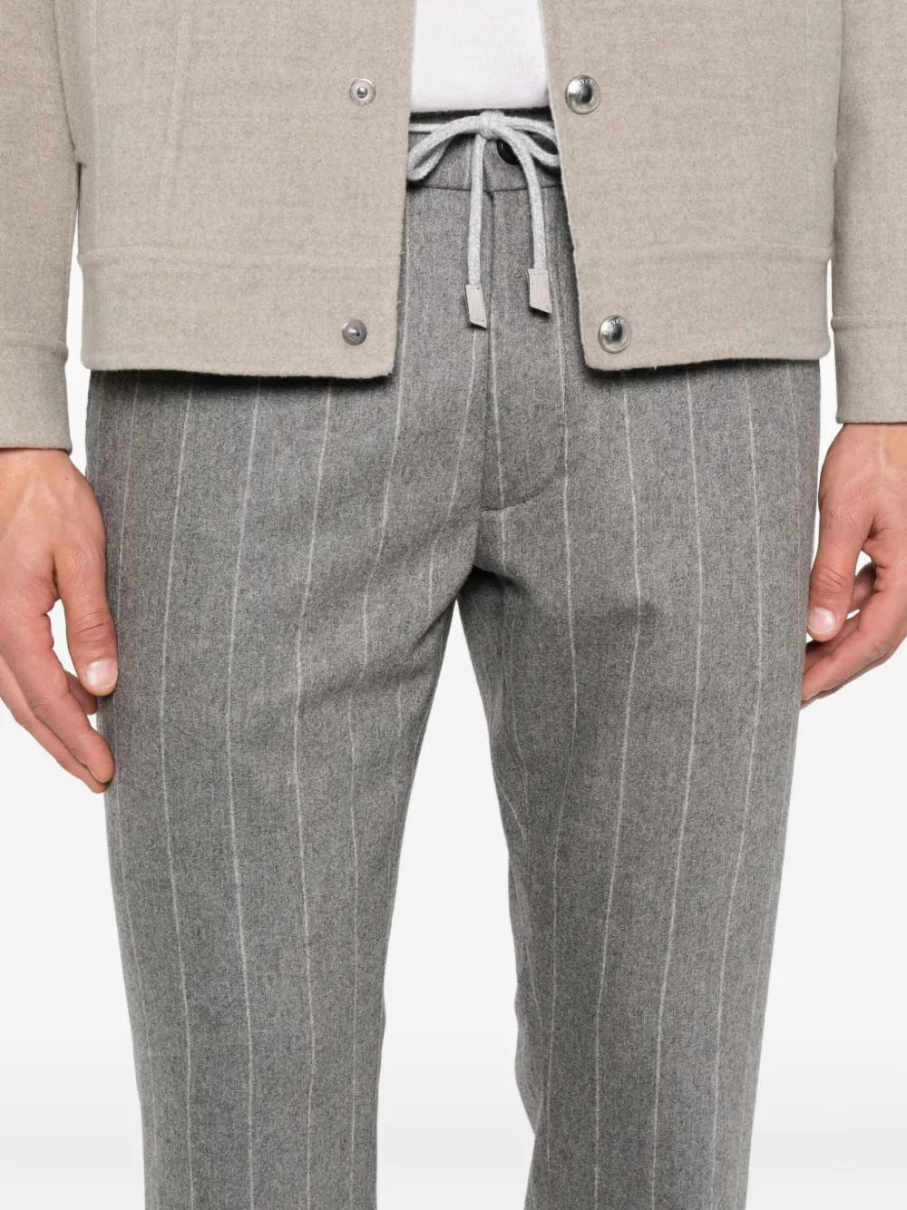 pinstripe drawstring trousers
