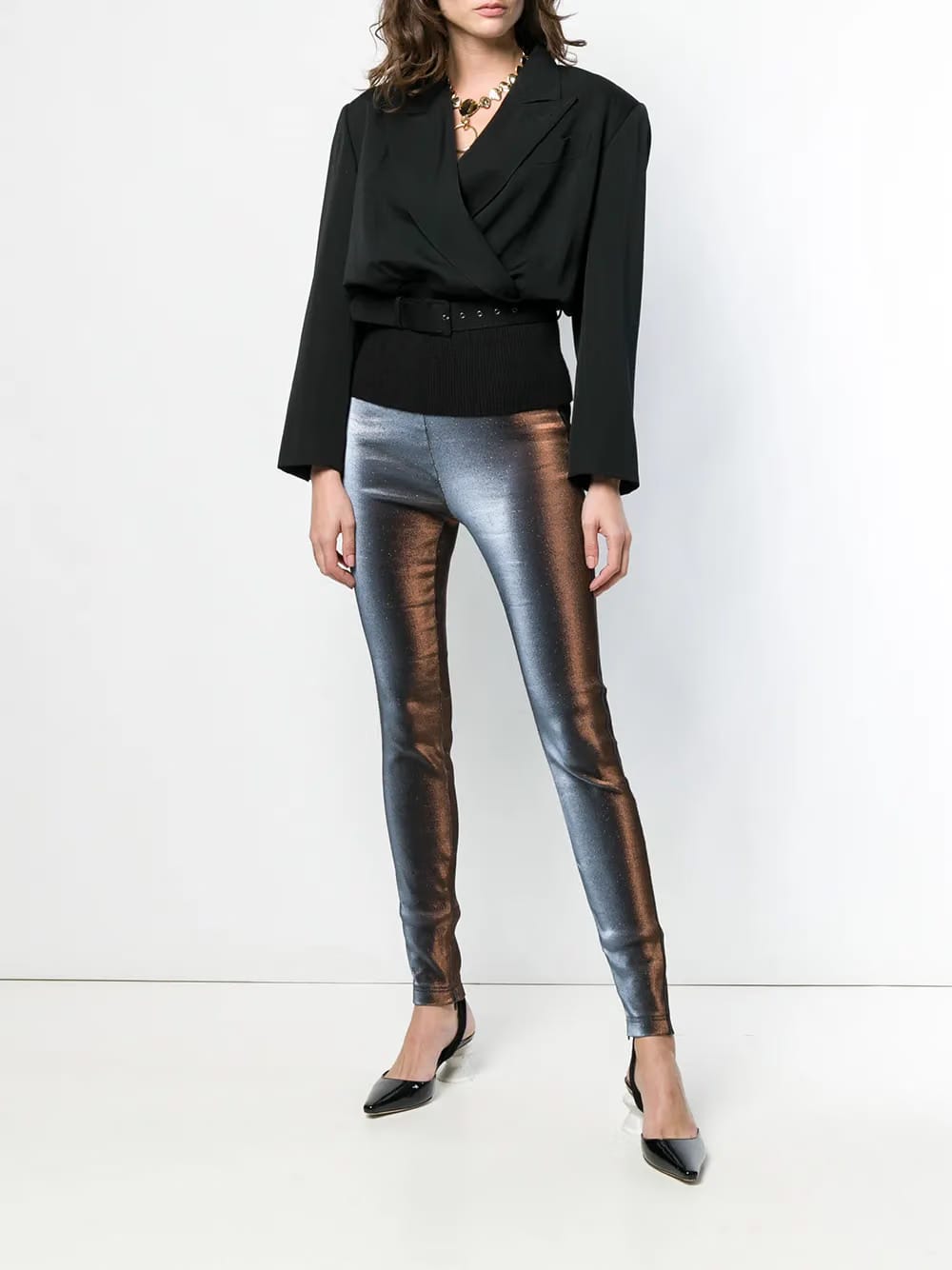 ribbed waist blazer