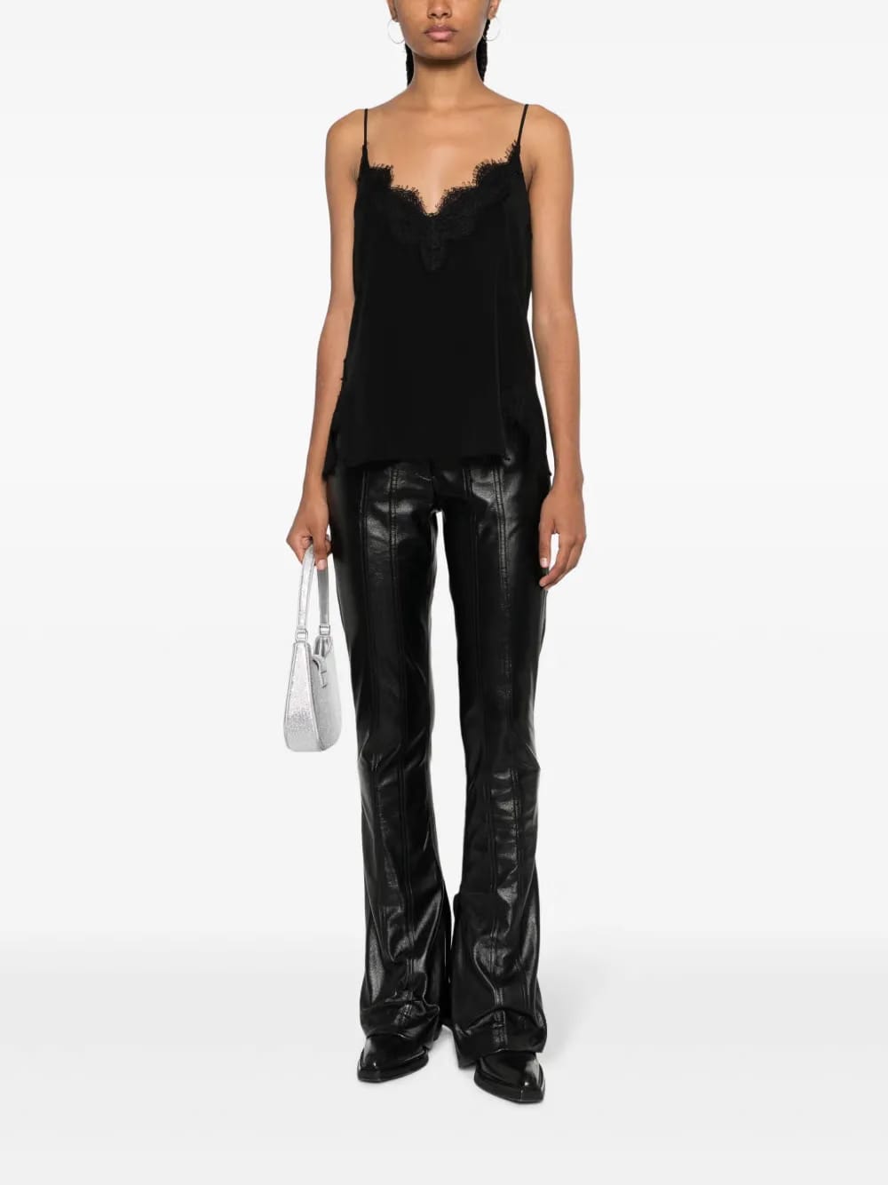 scallop-edge silk tank top
