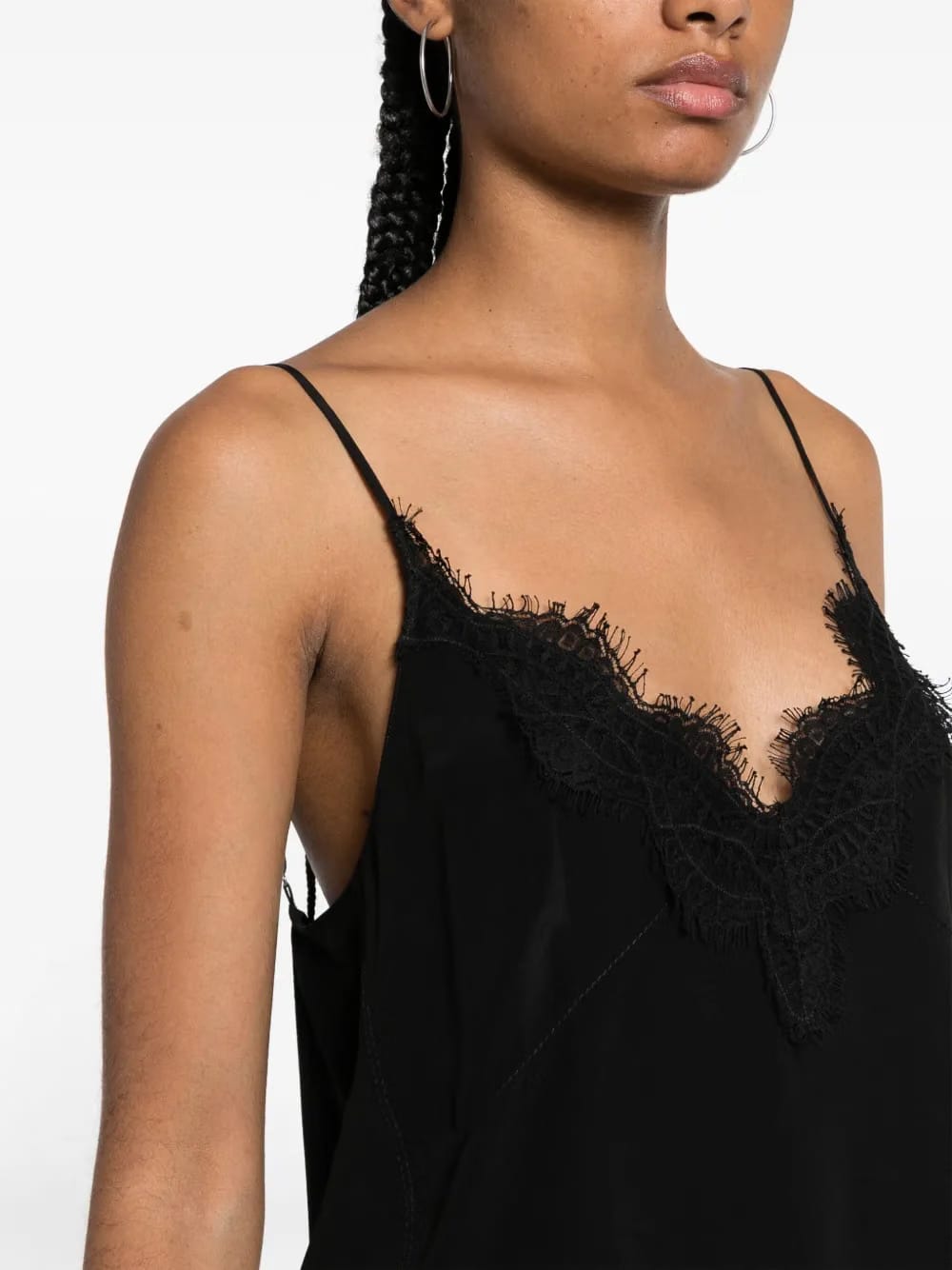 scallop-edge silk tank top