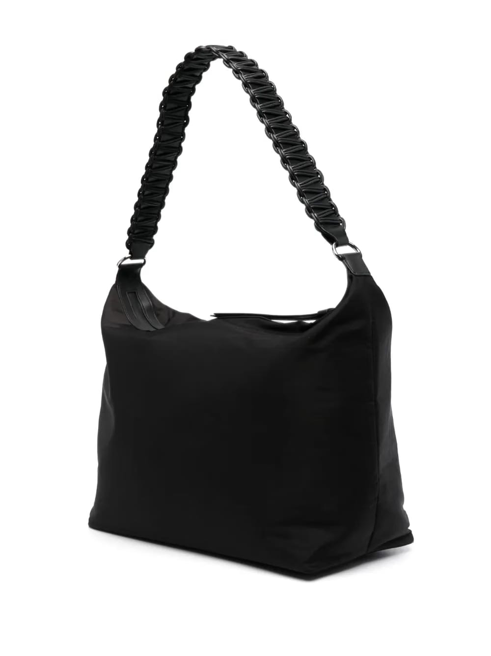 Lattice braided-strap tote bag