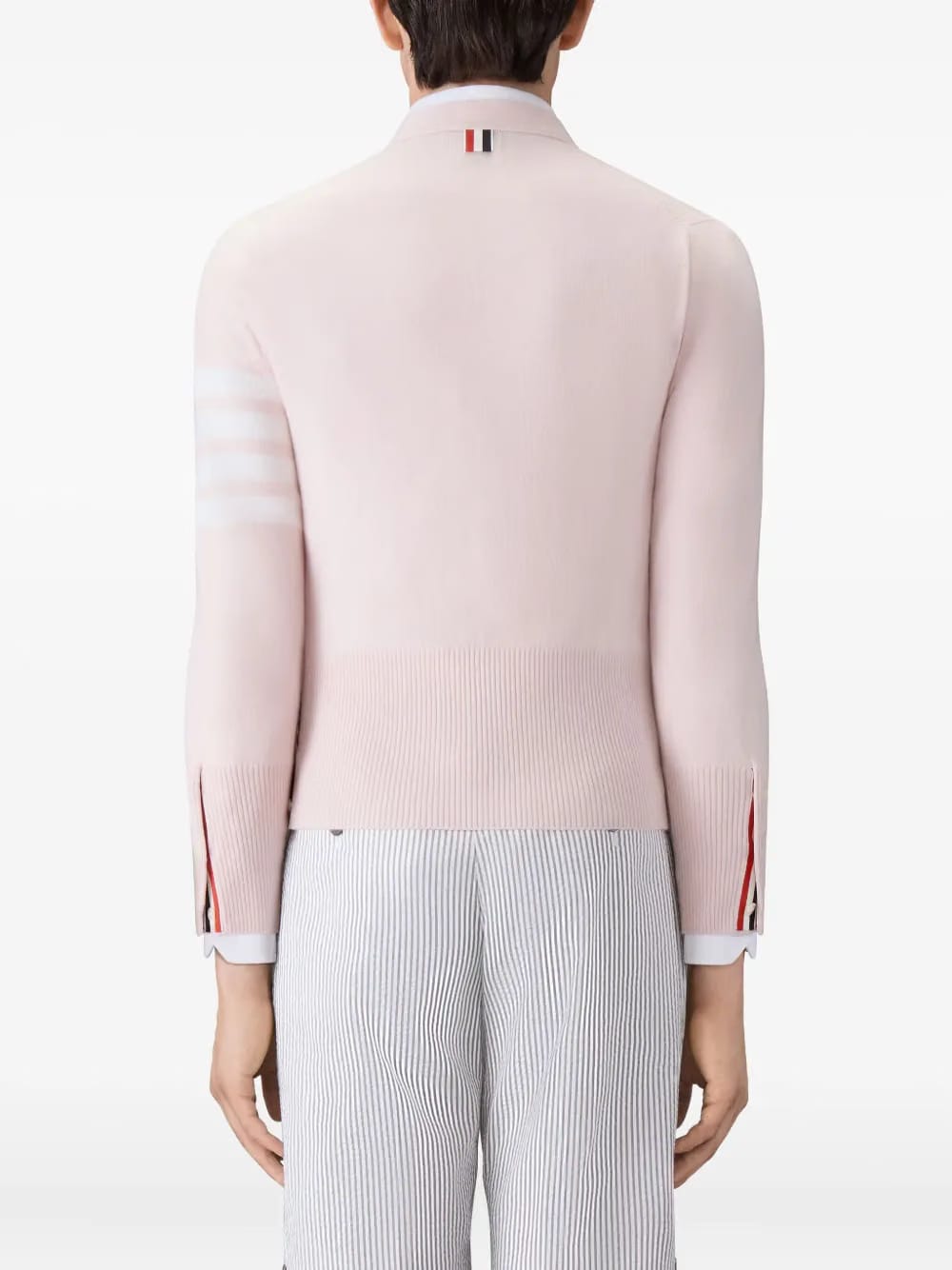 four-bar V-neck cardigan