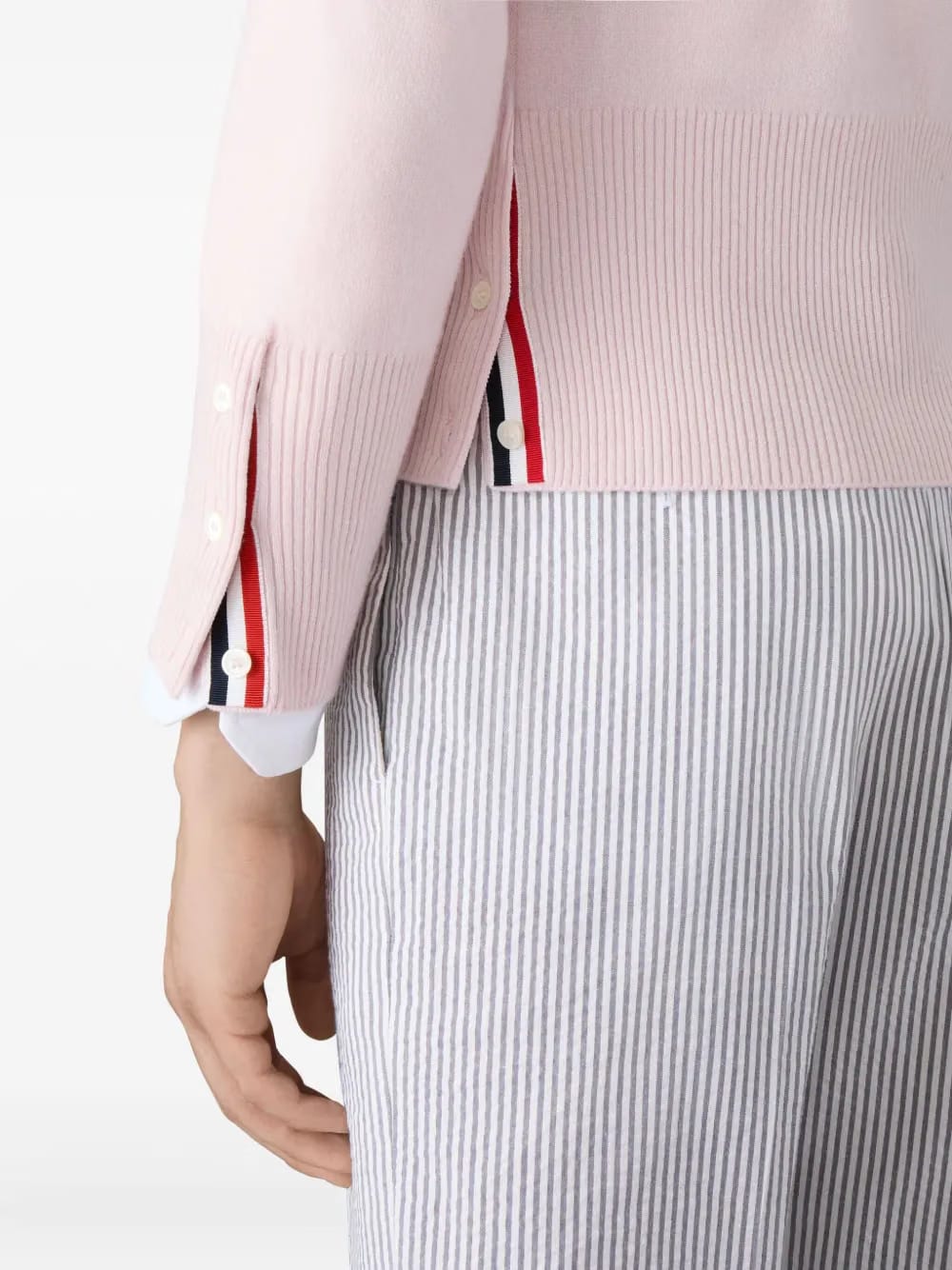 four-bar V-neck cardigan