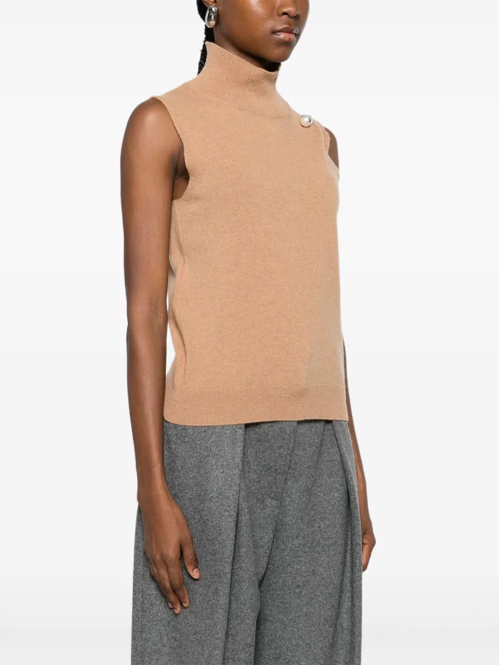 high-neck embellished top