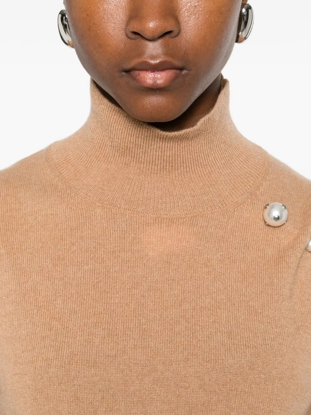 high-neck embellished top