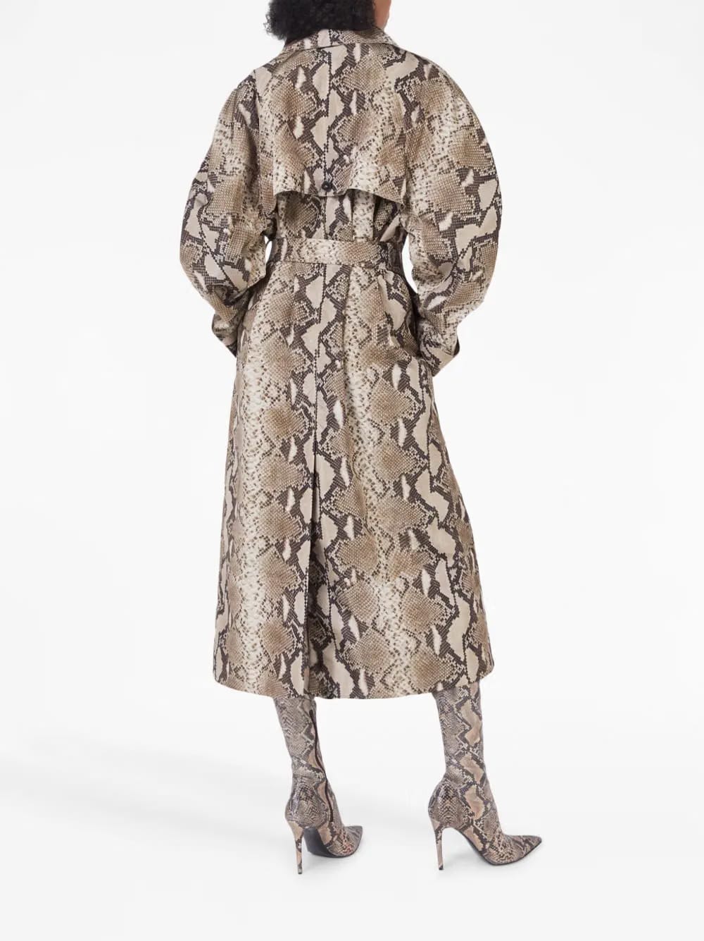 python-print belted trench