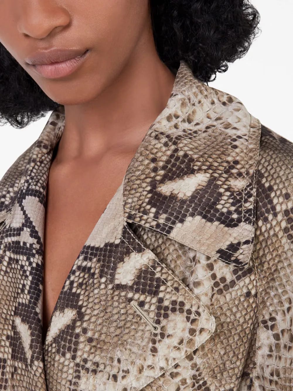 python-print belted trench