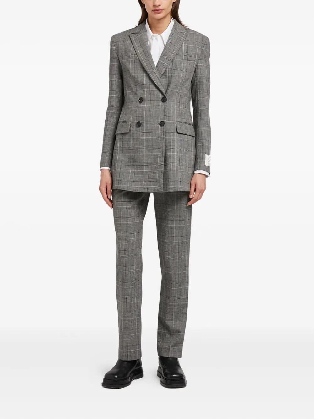 double-breasted checked blazer