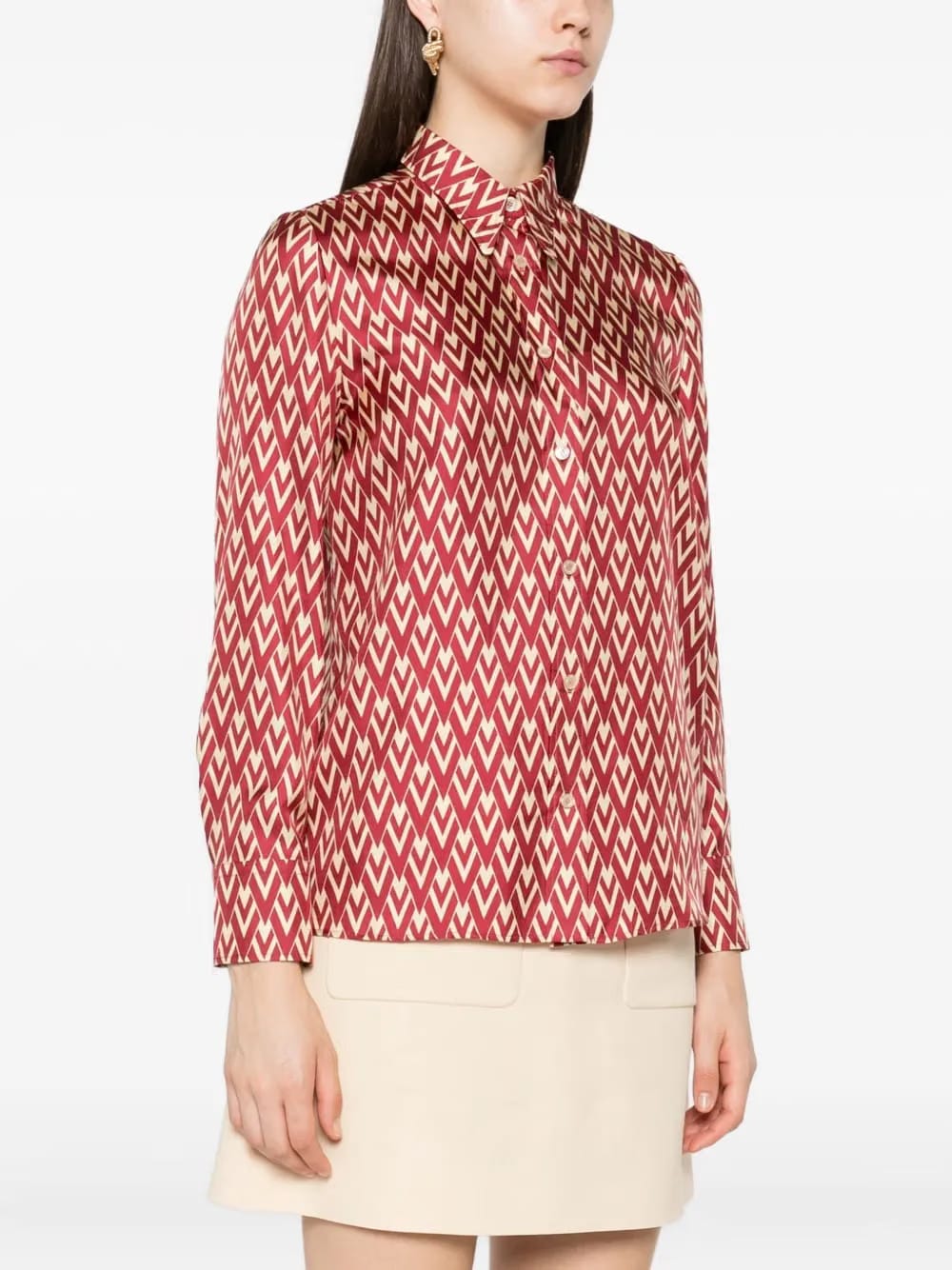 geometric-print silk shirt