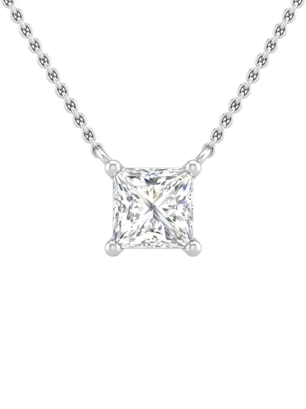 14K white gold diamond solitaire necklace