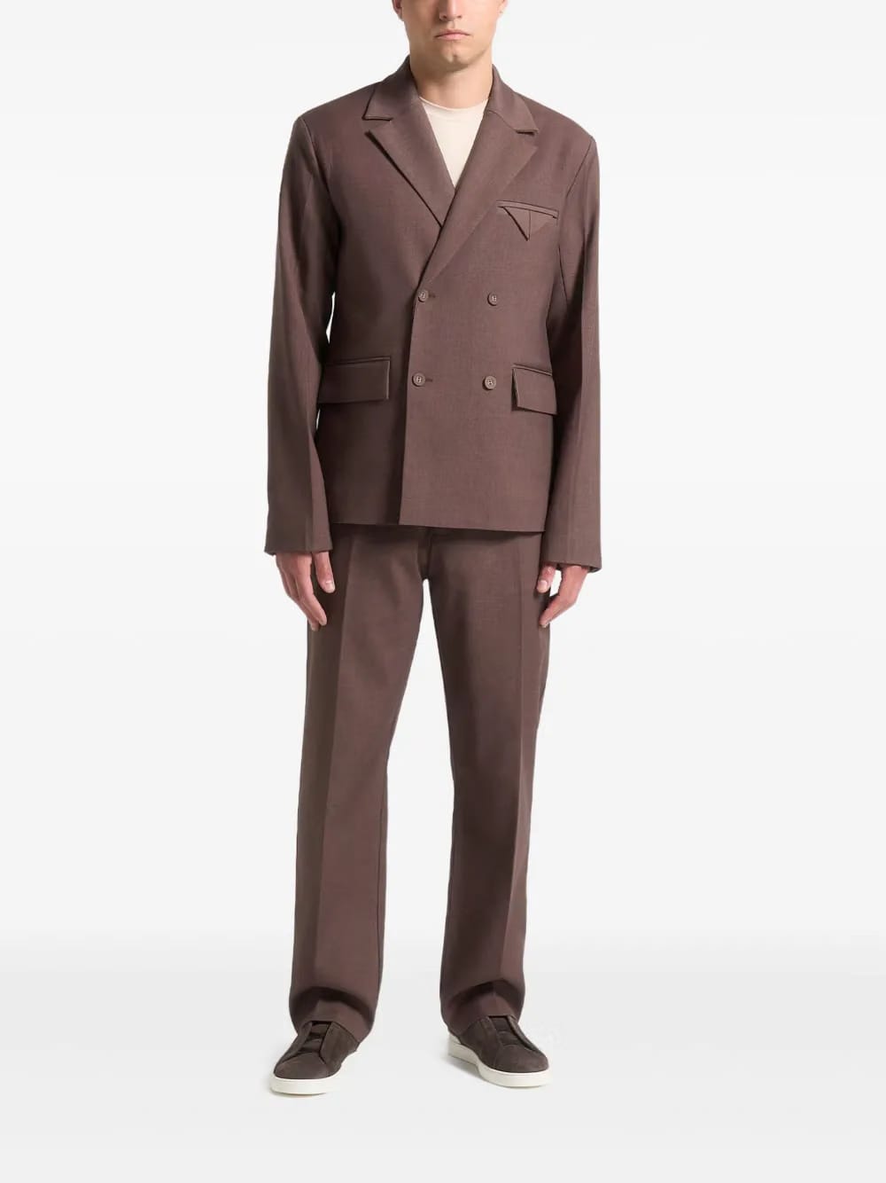 Joseph regular-fit twill-pleated brown tailored trousers