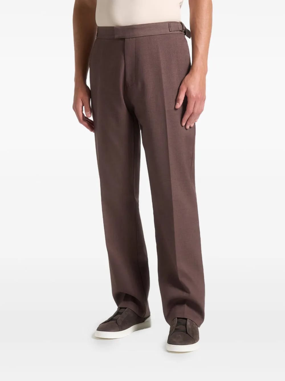 Joseph regular-fit twill-pleated brown tailored trousers