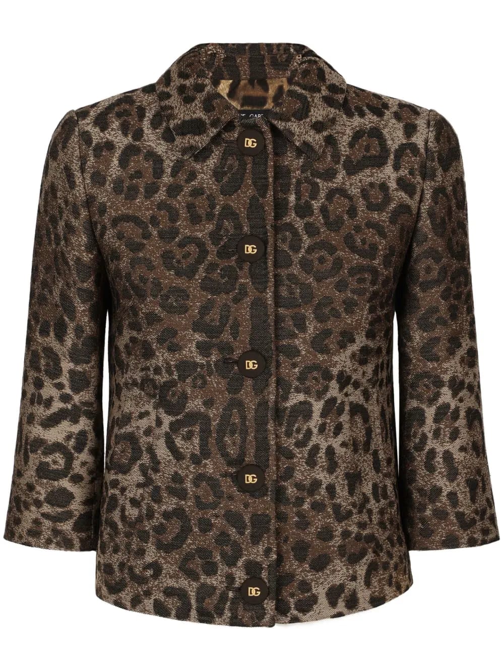 leopard-patterned jacquard jacket