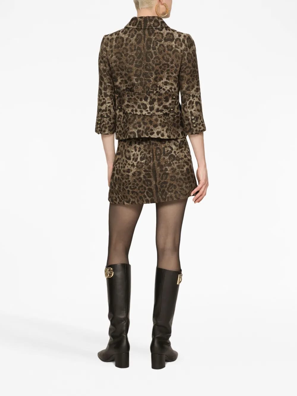 leopard-patterned jacquard jacket