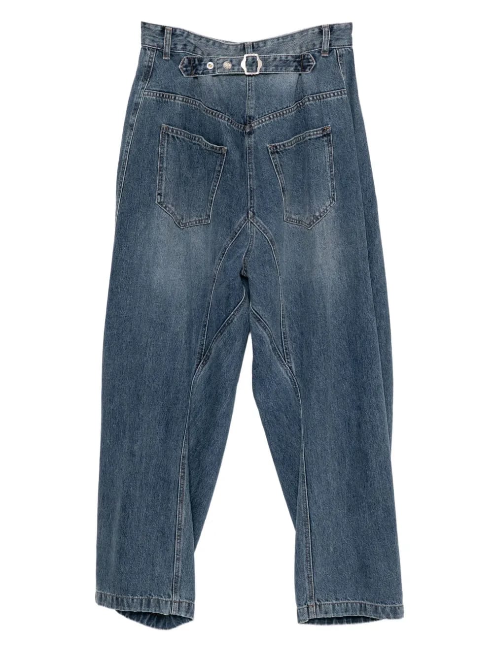 adjustable-strap wide-leg jeans