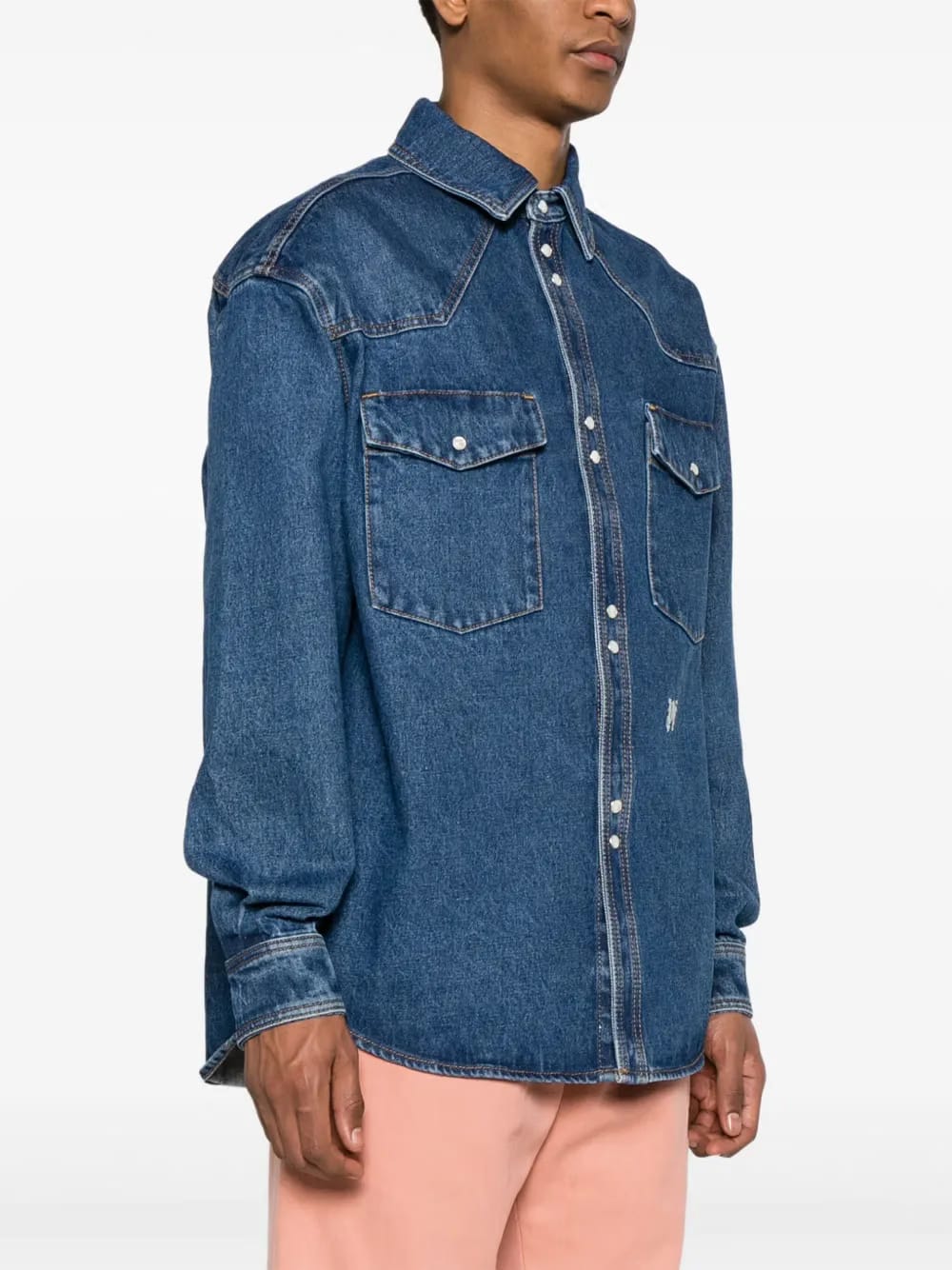 logo-embroidered denim shirt
