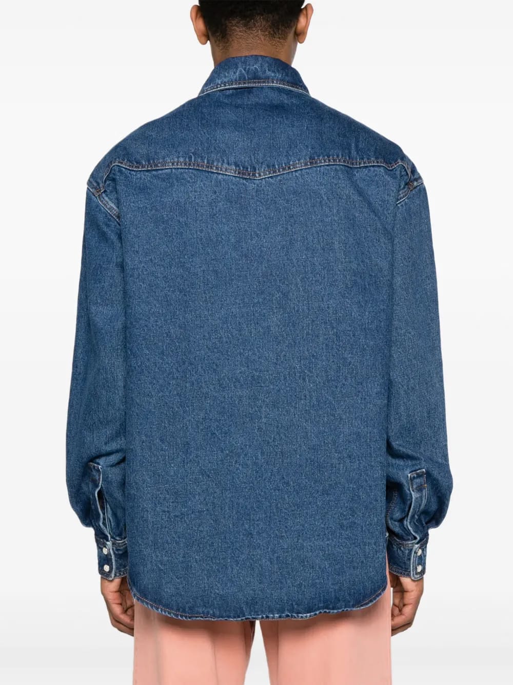 logo-embroidered denim shirt