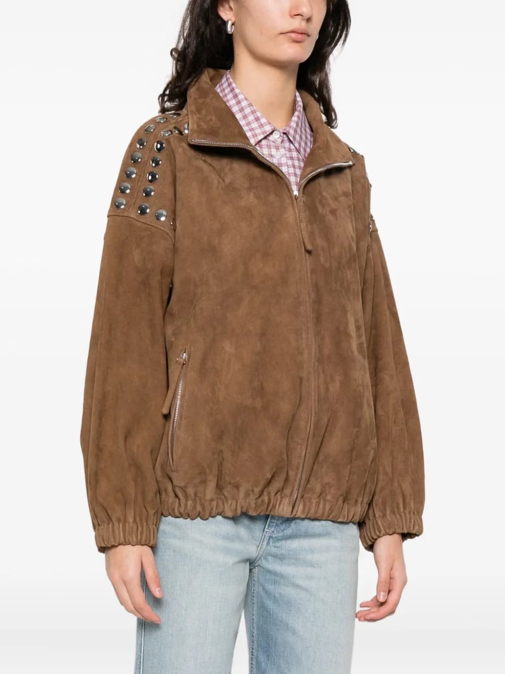 studded zip-up jacket