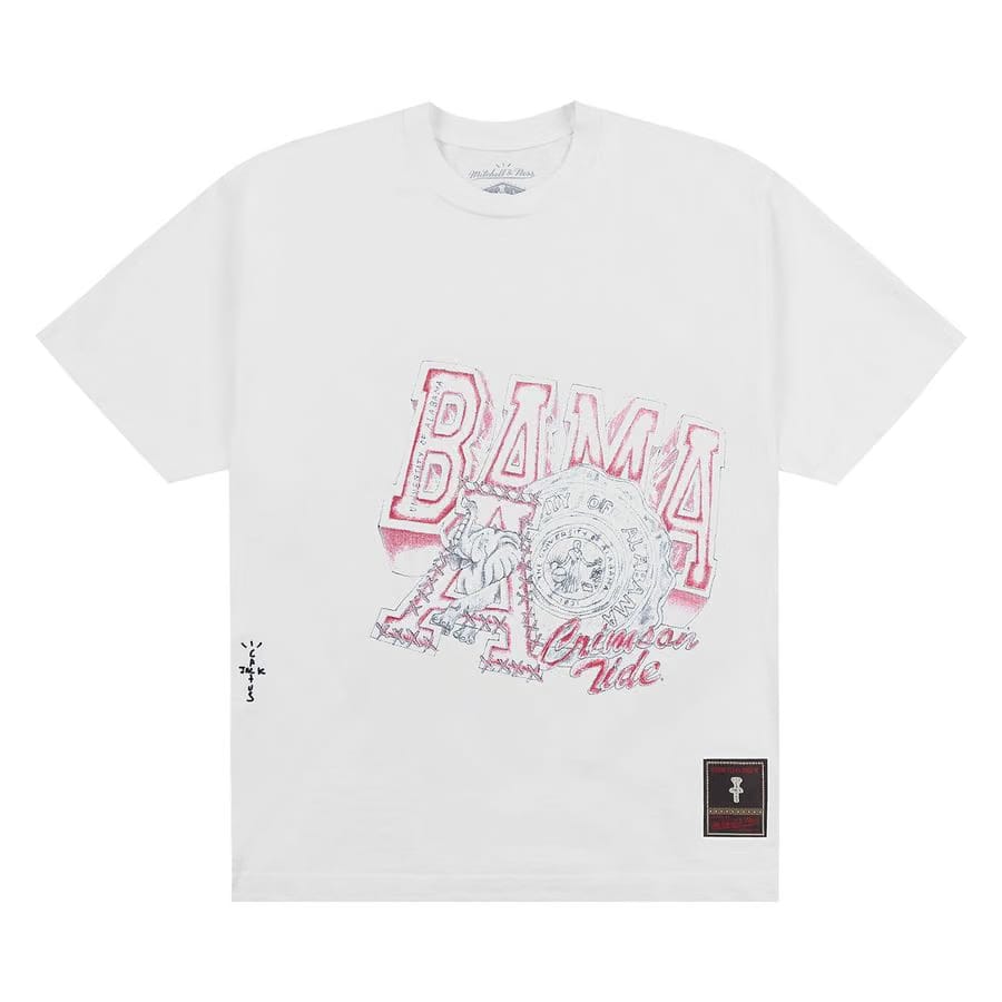 Cactus Jack by Travis Scott x Mitchell & Ness University Of Alabama Handdrawn T-Shirt White