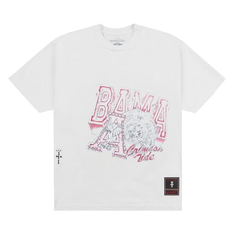 Cactus Jack by Travis Scott x Mitchell & Ness University Of Alabama Handdrawn T-Shirt White