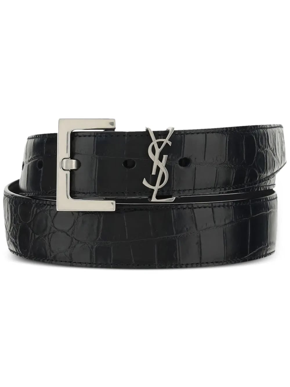 YSL logo-plaque leather belt
