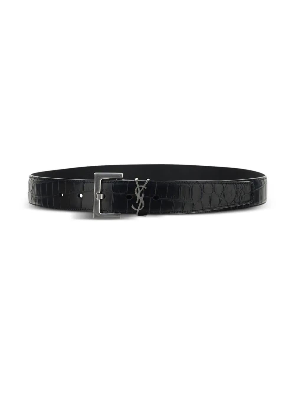 YSL logo-plaque leather belt