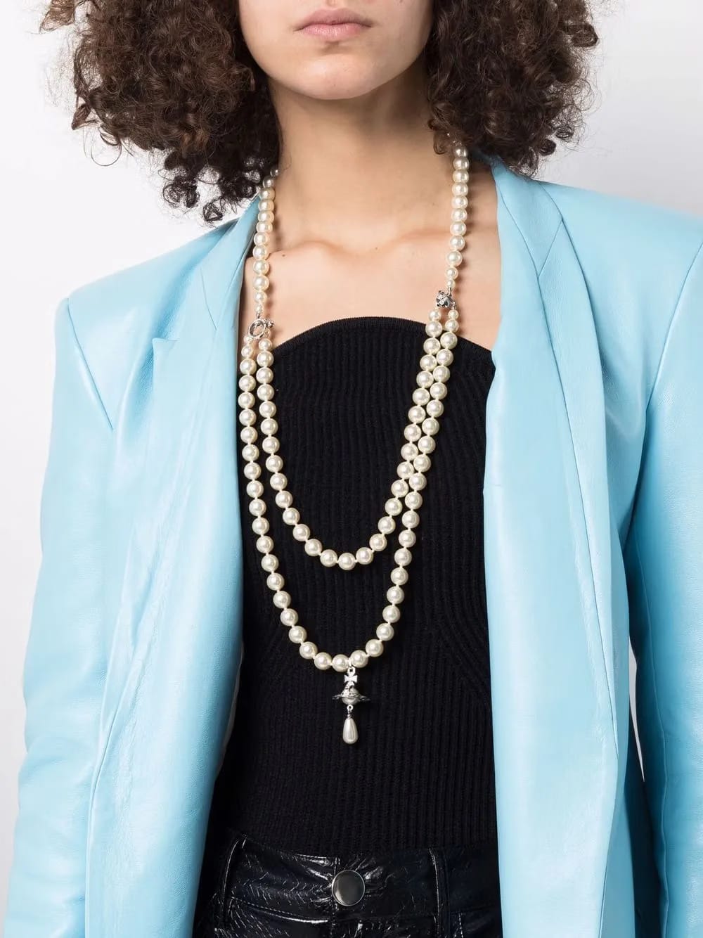 Three-Row Drop pearl choker