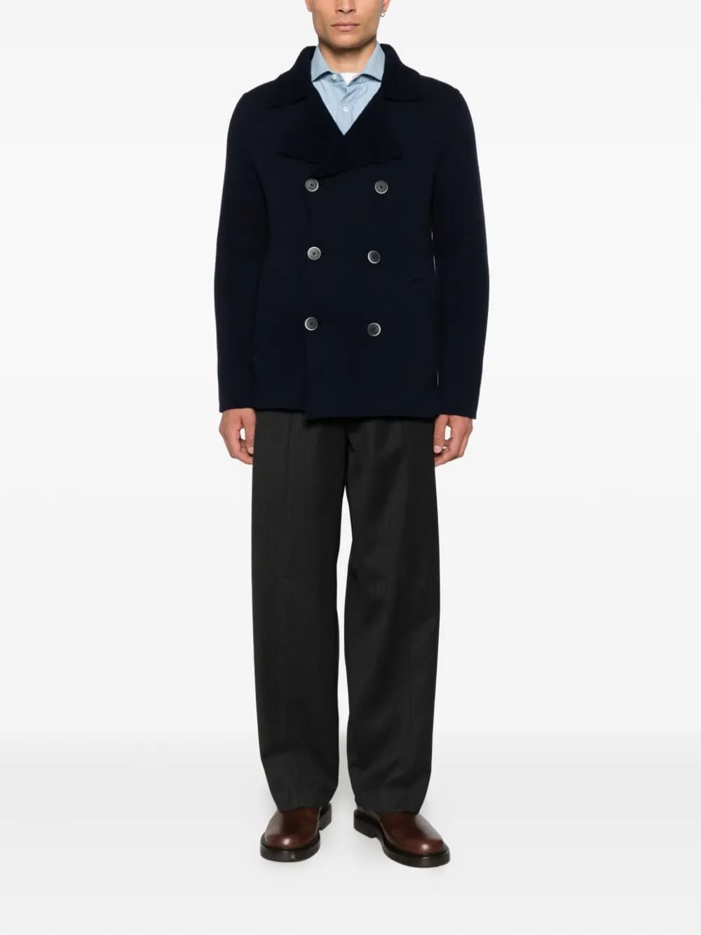 double-breasted peacoat