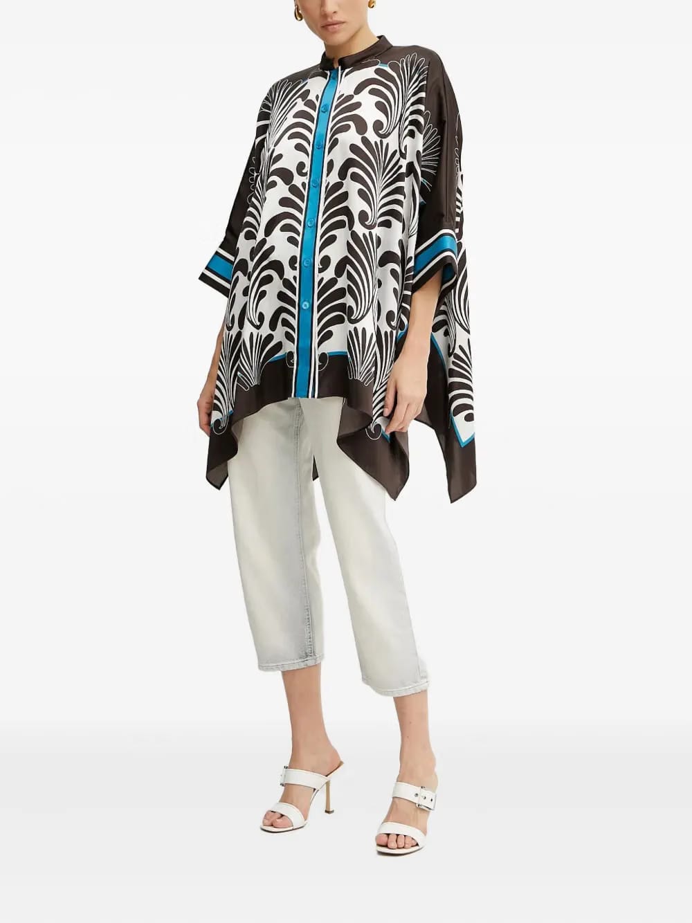 leaf-print button top