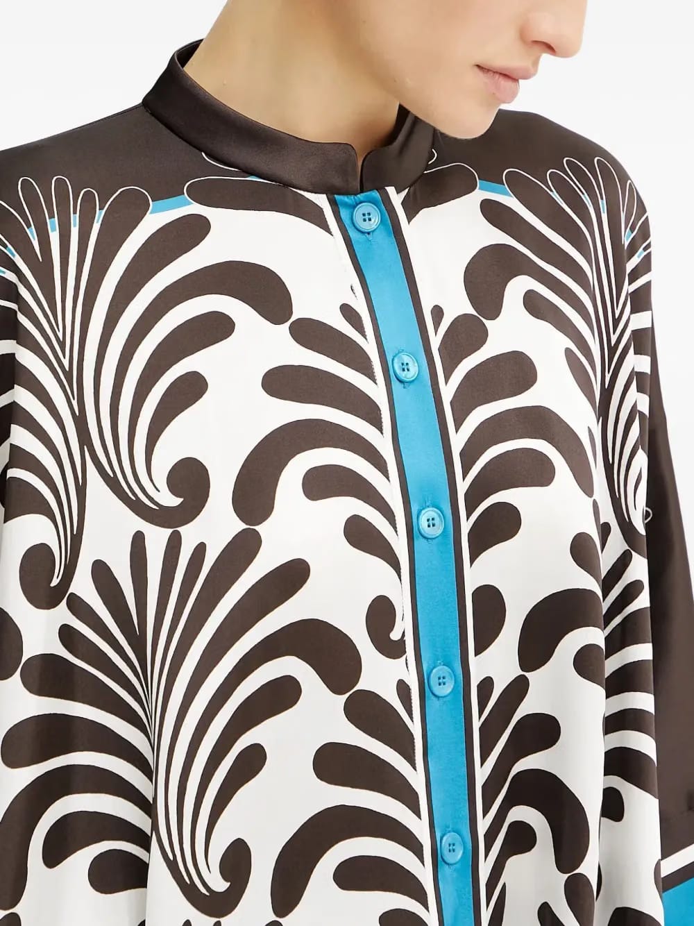 leaf-print button top