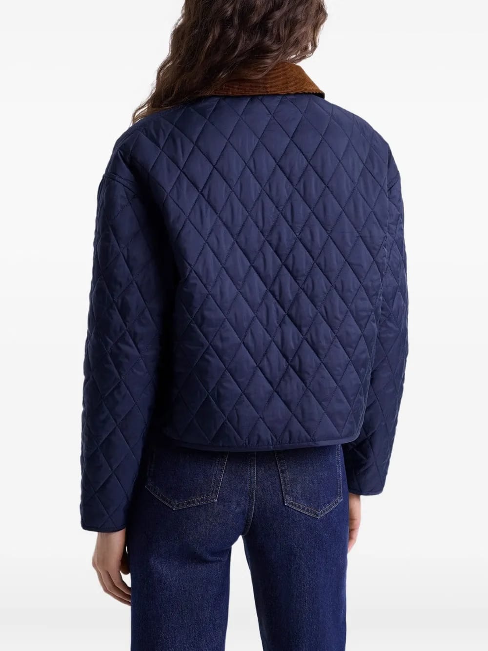 quilted corduroy-collar puffer jacket