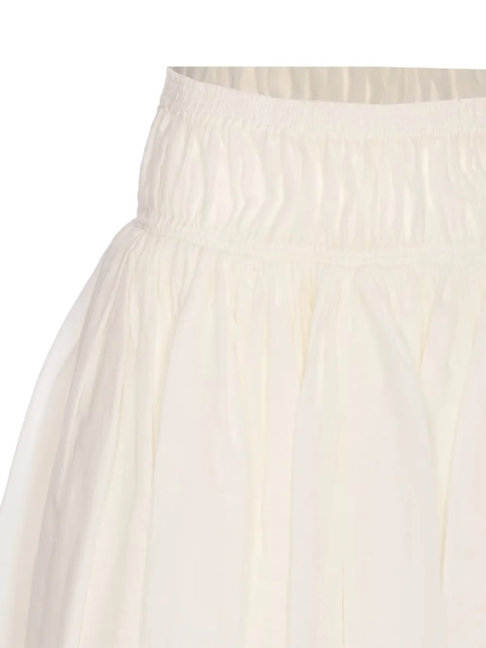 elastic-waist ruffled mini skirt