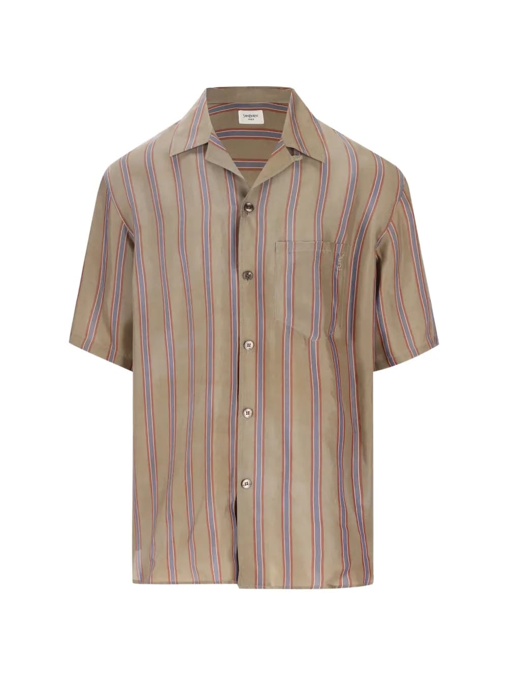 striped-pattern chest-pocket shirt