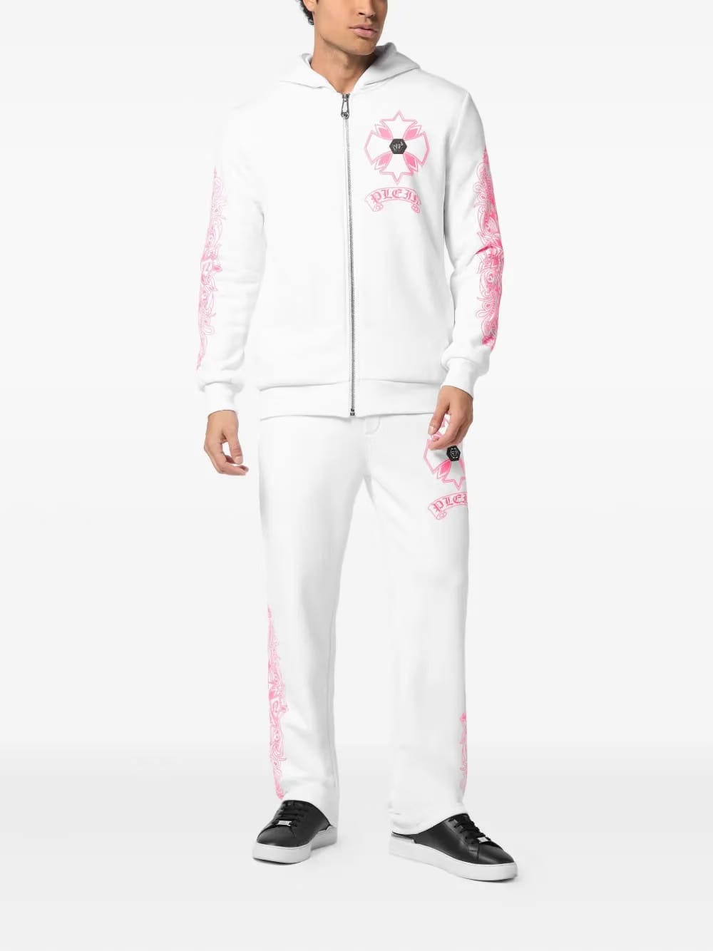 chrome zip-fastening Hoodie
