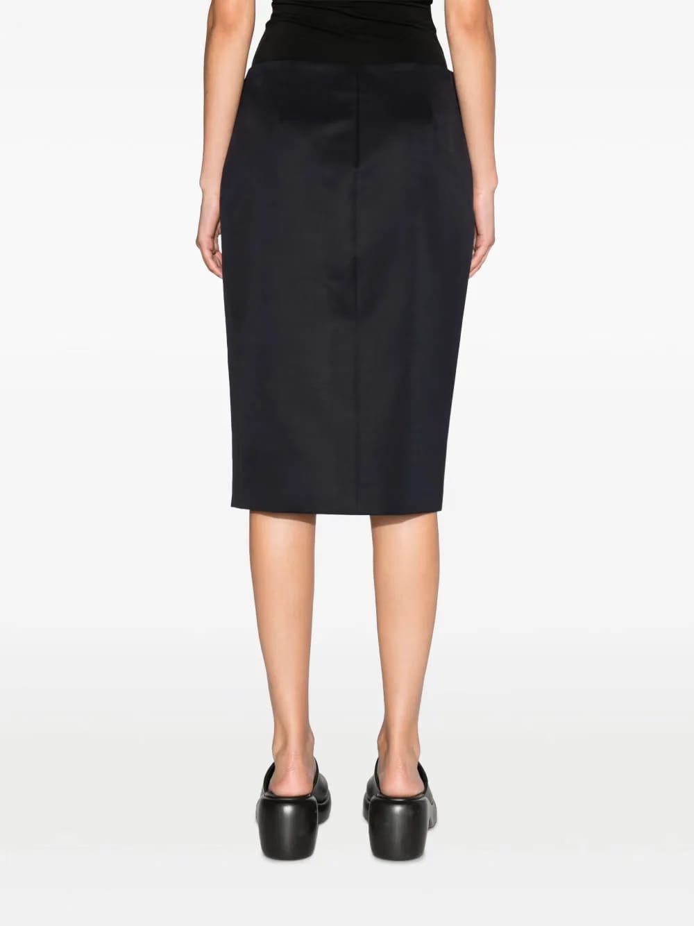 wool-blend straight skirt
