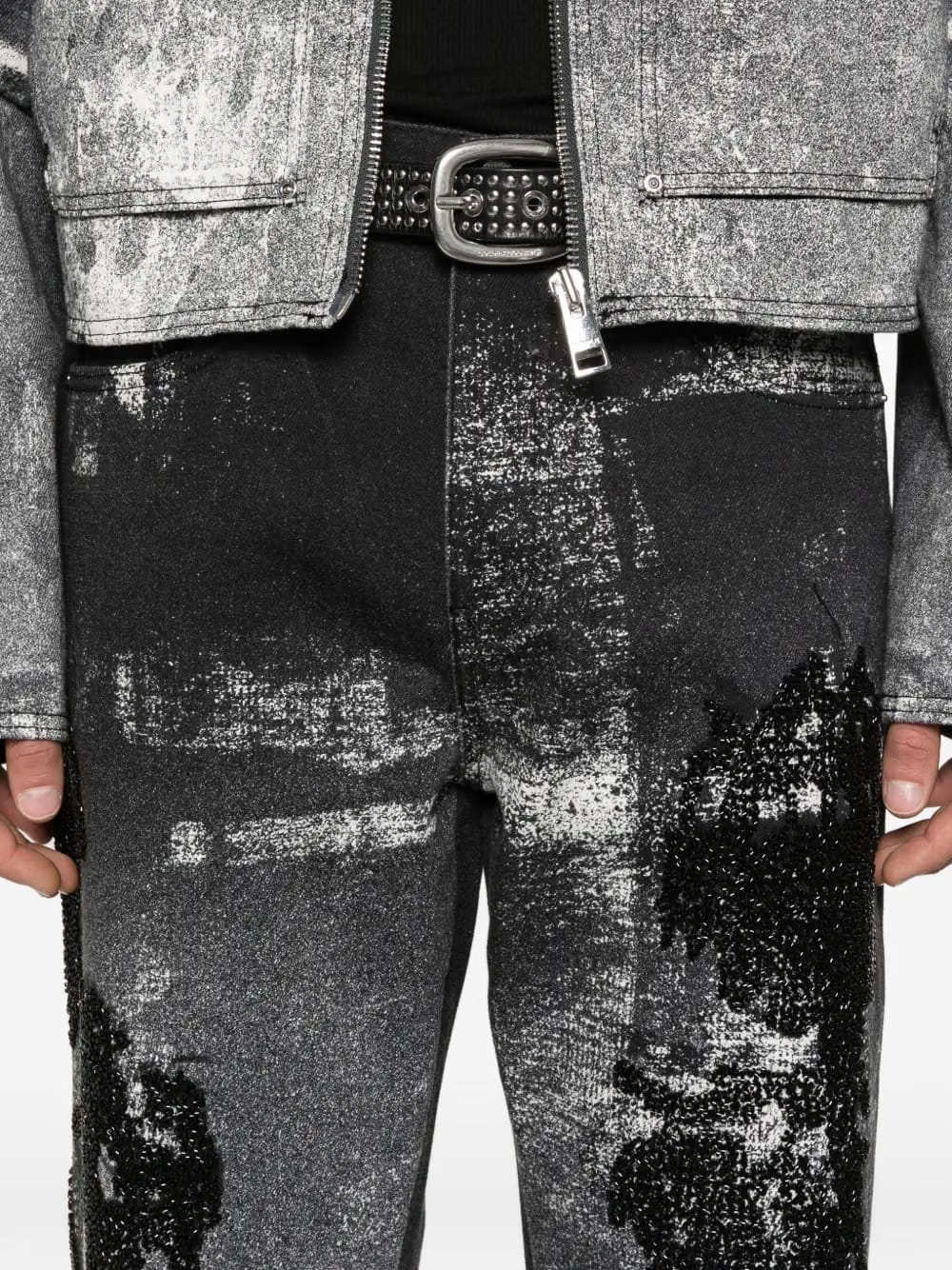 Beaded Palms denim jeans