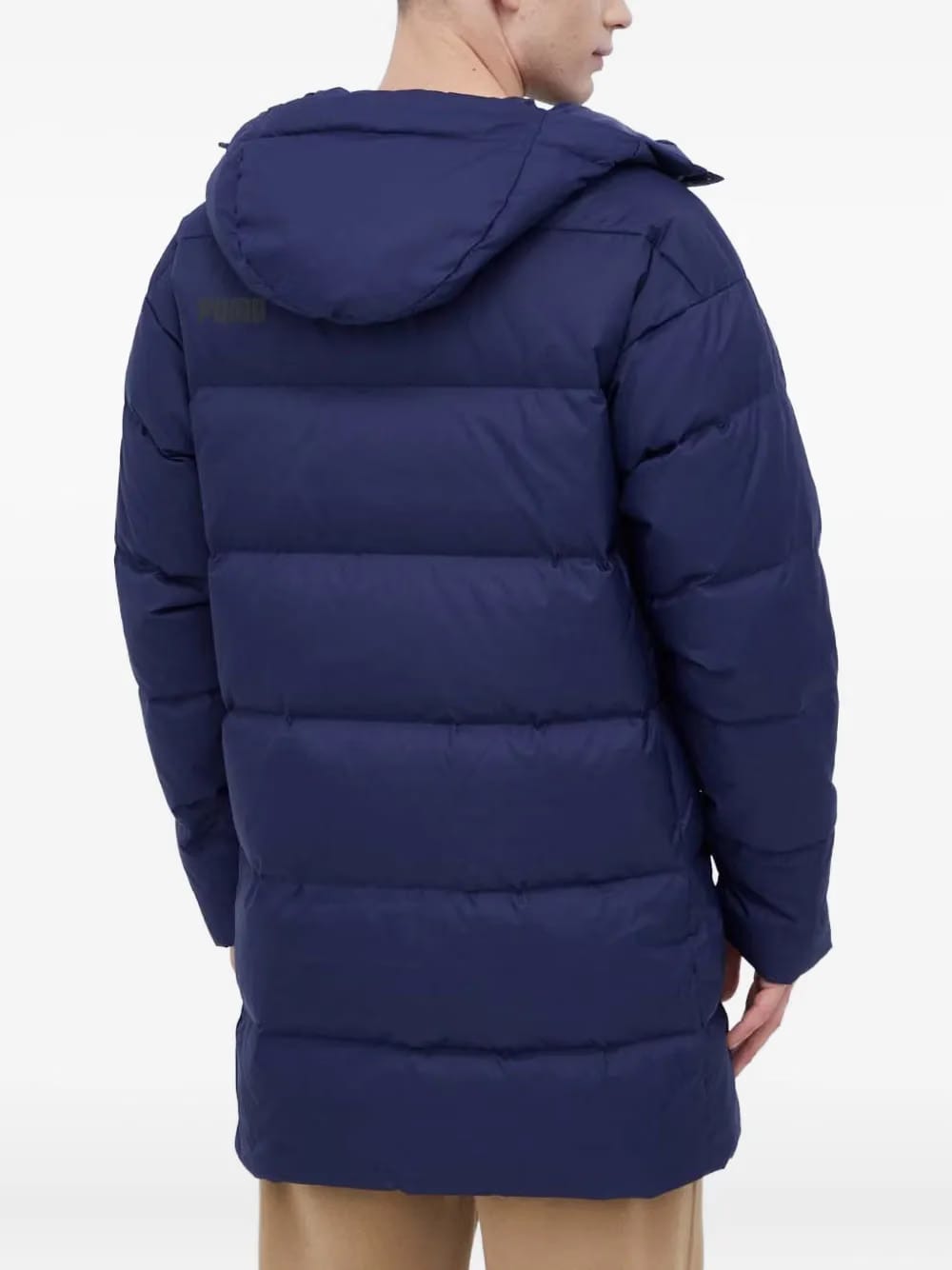 logo print hooded coat
