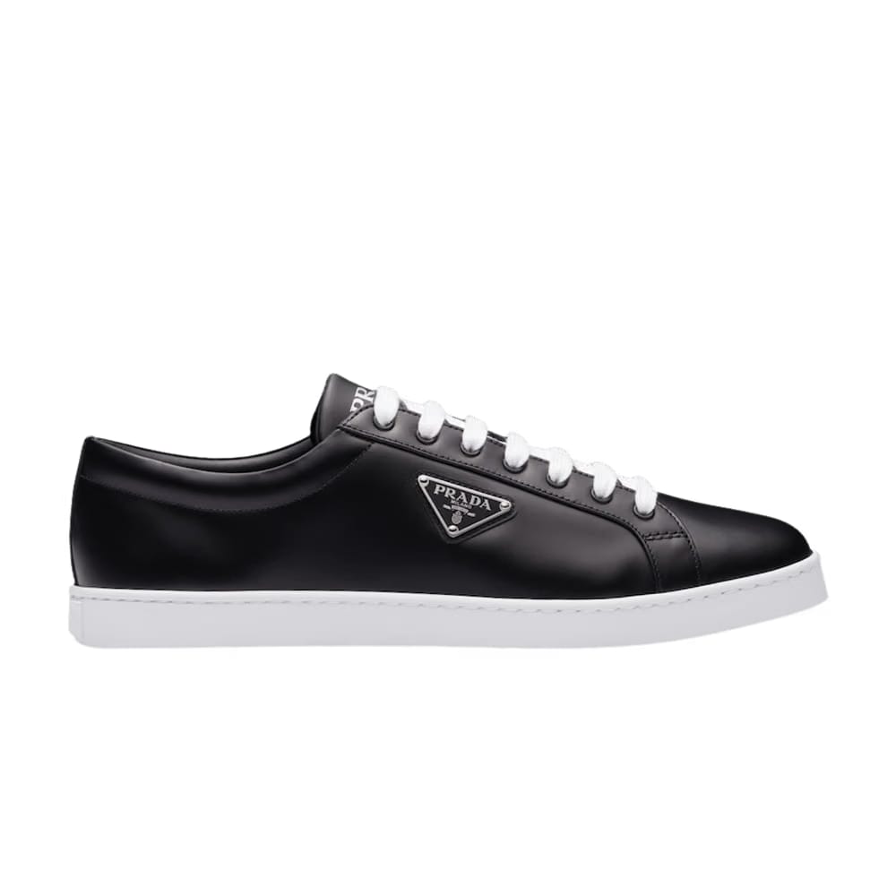 Prada Brushed Leather Sneaker Black