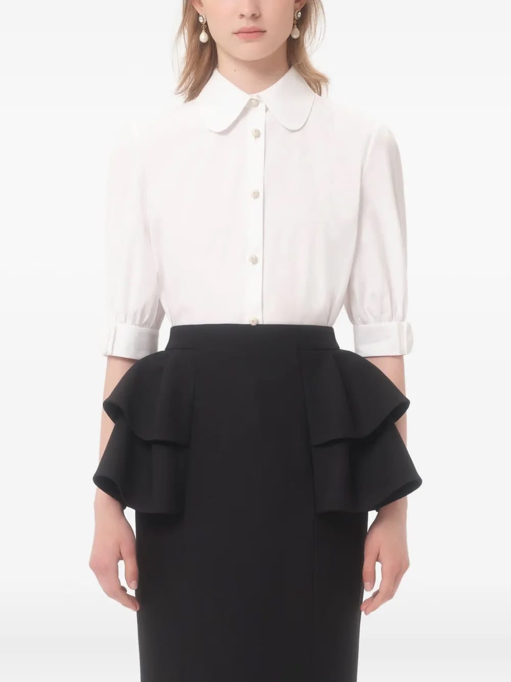 puffed sleeve button-up shirt