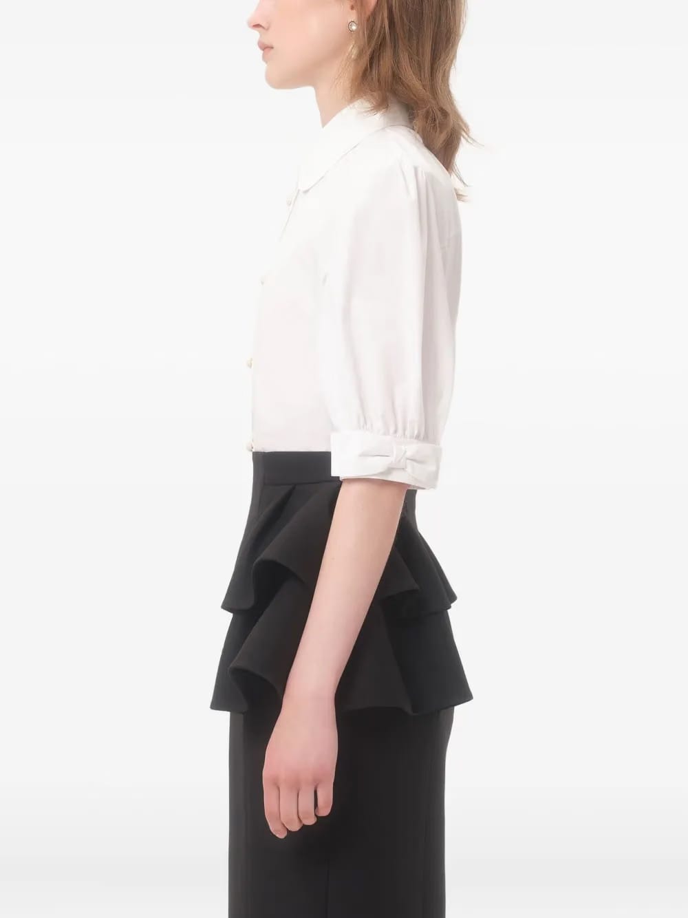 puffed sleeve button-up shirt