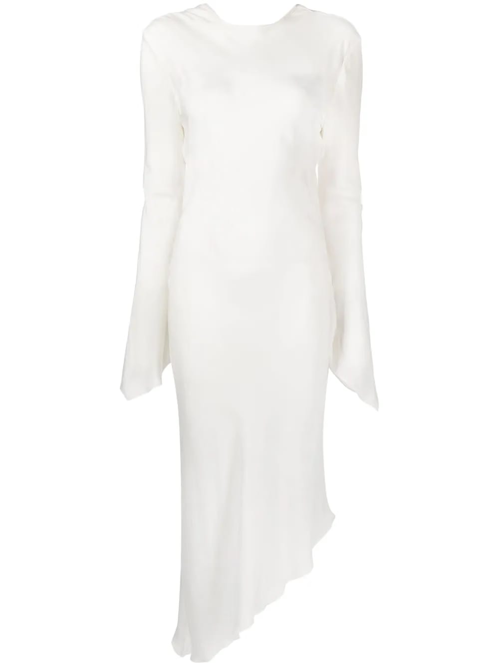 asymmetric backless sheer dress