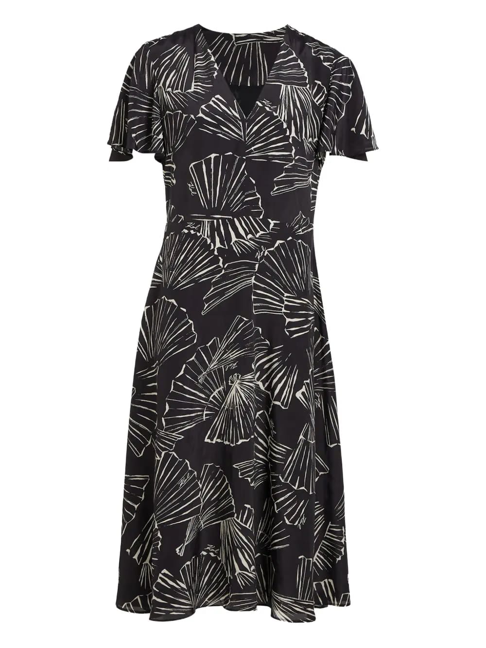 graphic-print V-neck dress