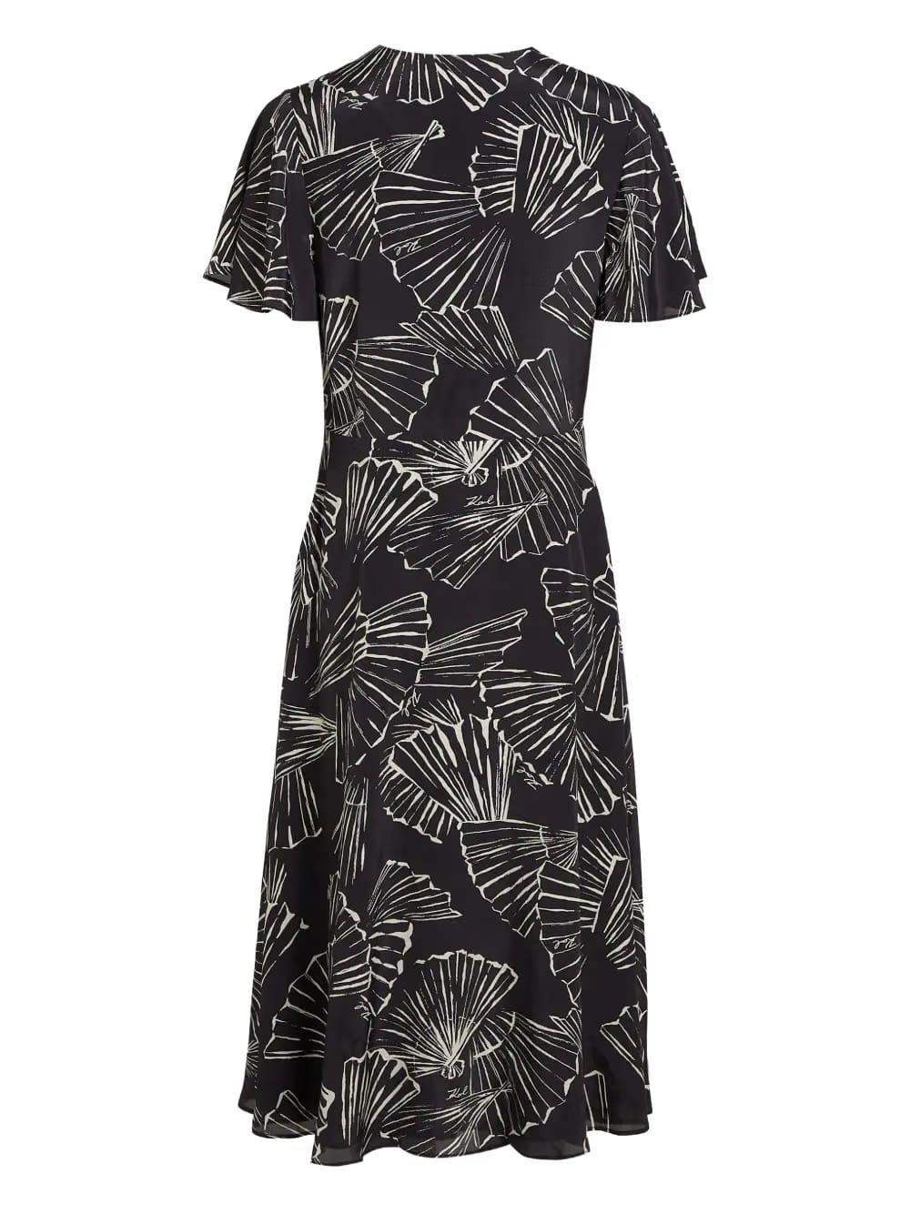 graphic-print V-neck dress
