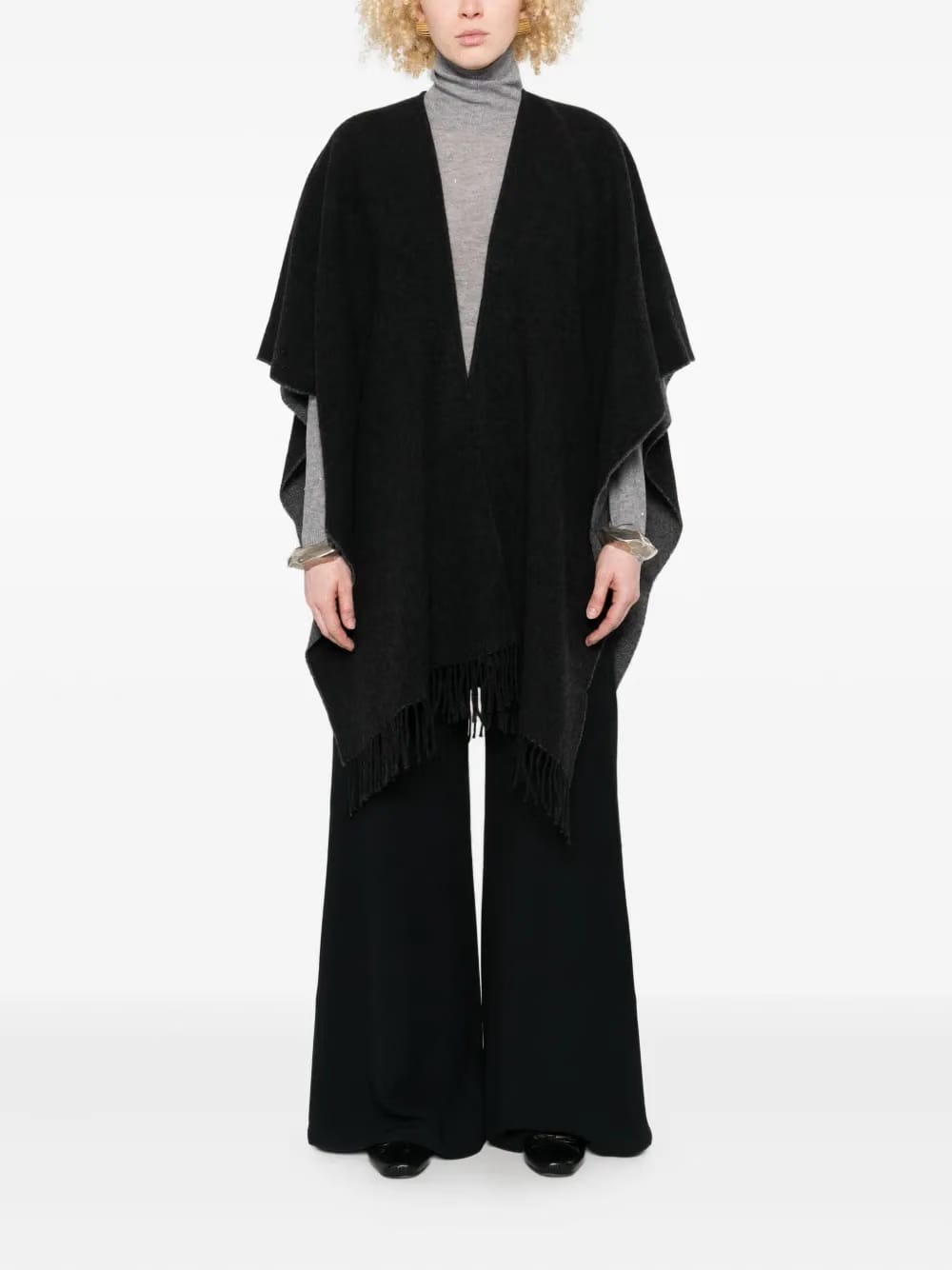 fringed v-neck poncho