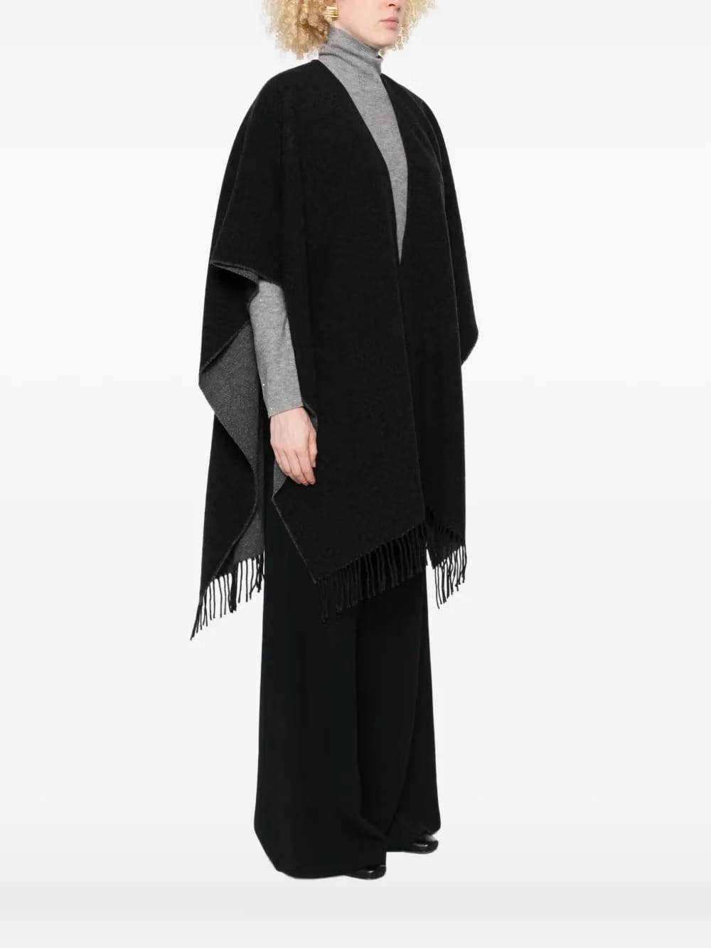 fringed v-neck poncho