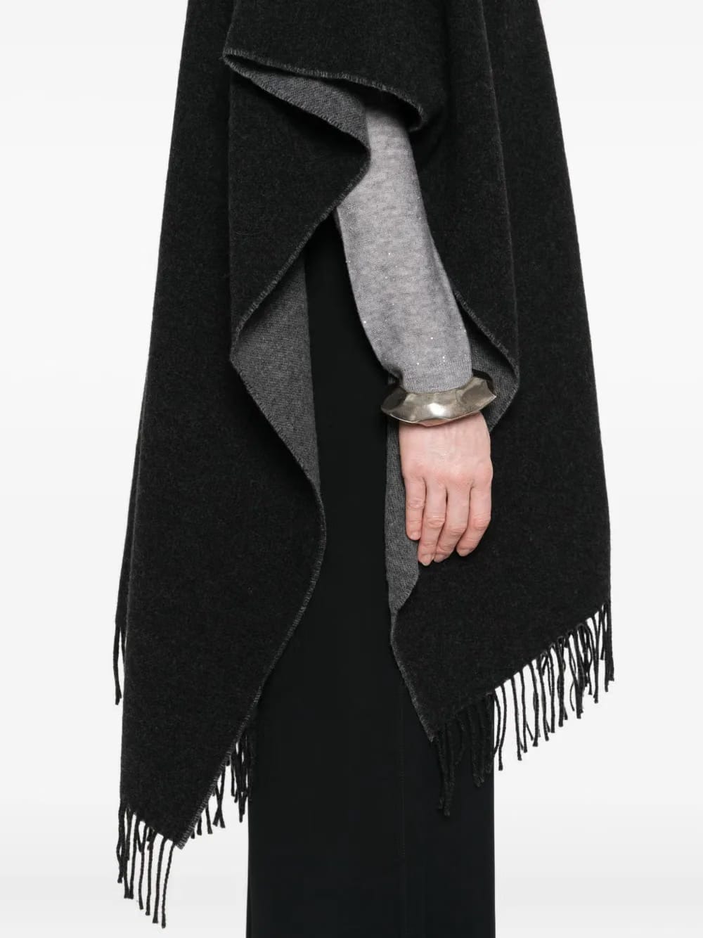 fringed v-neck poncho